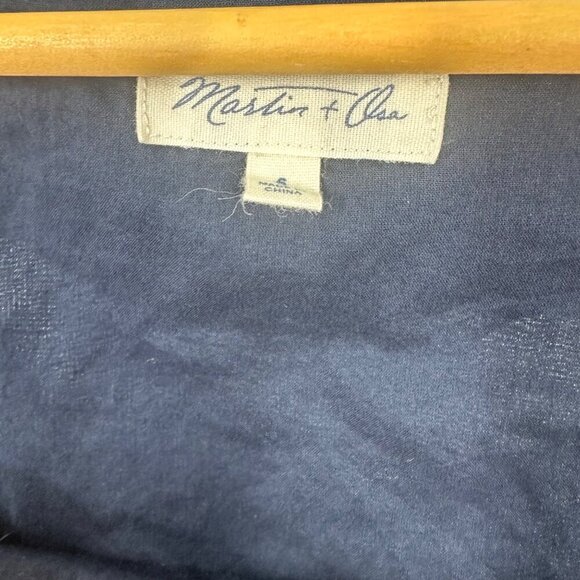 Martin + Osa Navy Sleeveless Top With Ruffle Detail  Womens 6 100% Cotton - Picture 3 of 6